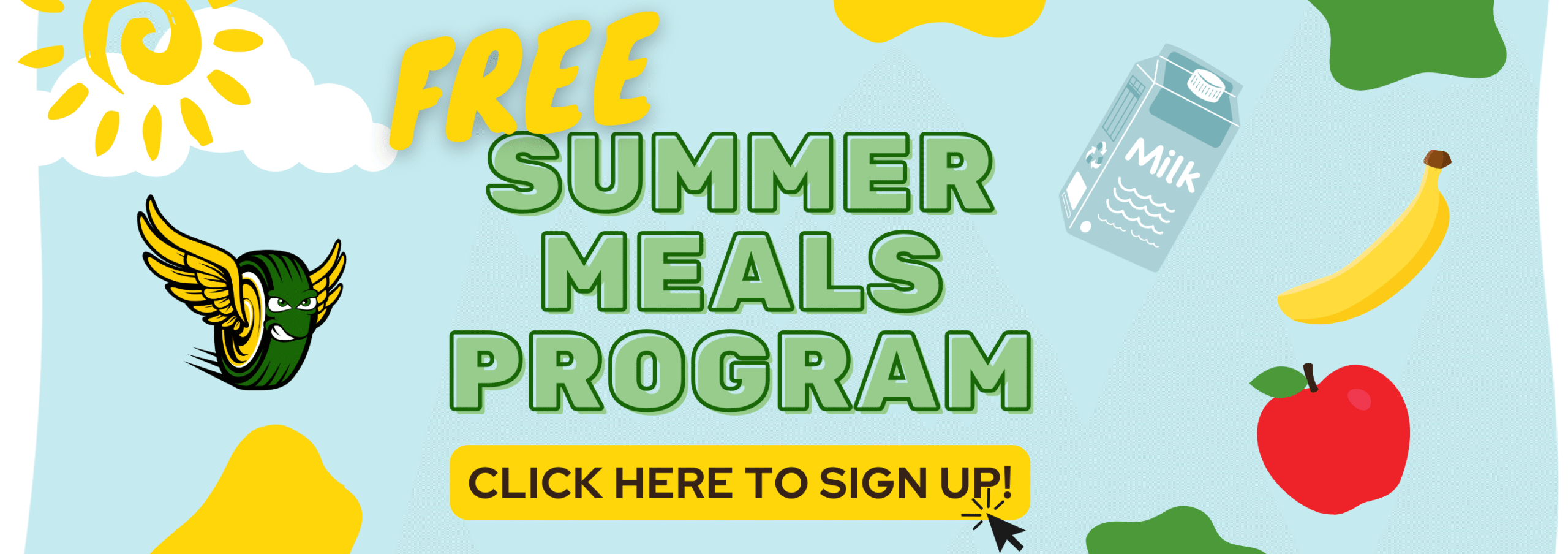 Yellow & Brown Illustrative Free Summer Meals Program Flyer (8.5 x 11 in) (8.5 x 3 in)